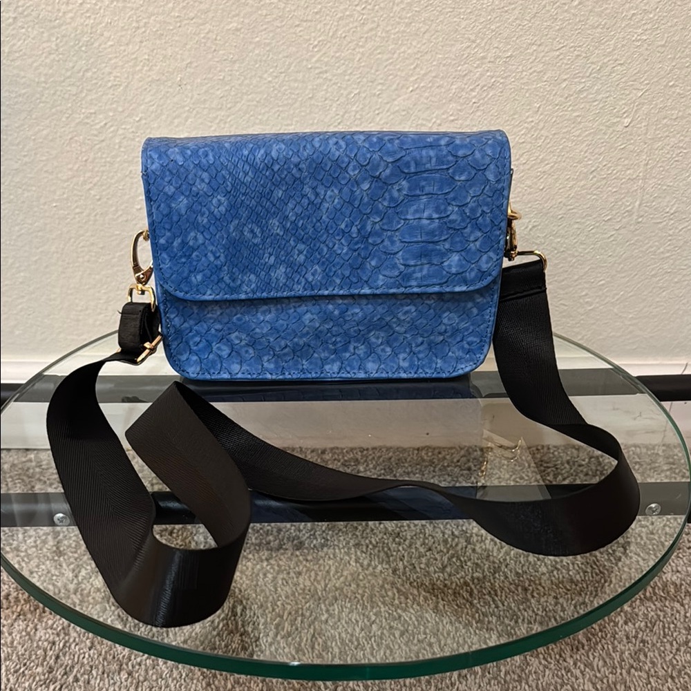 Blue Snake Print Crossbody Bag